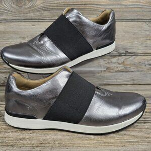 Vionic Codie Pewter Metallic Leather Slip On Low Top Comfort Sneakers Women's 10